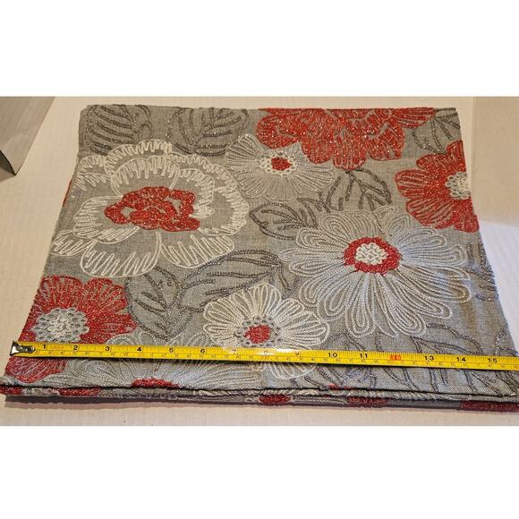 Holiday Table Runner Signature Homestyle 52" x 16" Linen Sparkle Embroidery - Picture 8 of 9